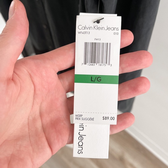 Calvin Klein Blouse w/Sheer Hem. Black. Size L. - Picture 2 of 2